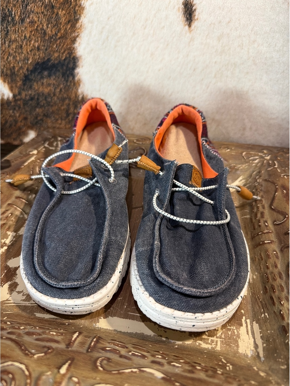Hey Dude Wendy Funk Baja Navy Casual Slip-On Shoes Women's Size 8